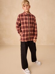 Rust Brown Long Sleeve Check Zip Thru Shirt (3-16yrs) - Image 2 of 11