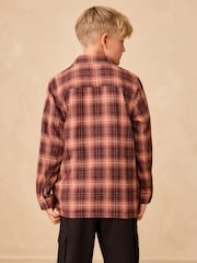Rust Brown Long Sleeve Check Zip Thru Shirt (3-16yrs) - Image 3 of 11