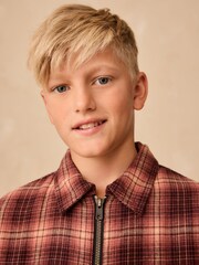 Rust Brown Long Sleeve Check Zip Thru Shirt (3-16yrs) - Image 5 of 11