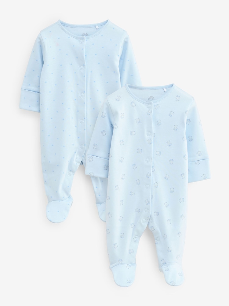 Blue Star and Bear Print Sleepsuits 2 Pack - Image 1 of 3