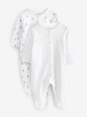 White Star And Bear Sleepsuits 2 Pack - Image 1 of 3