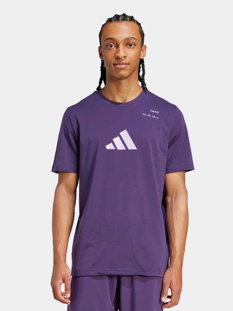 adidas Plum Purple Tennis Category Graphic Print T-Shirt - Image 1 of 6