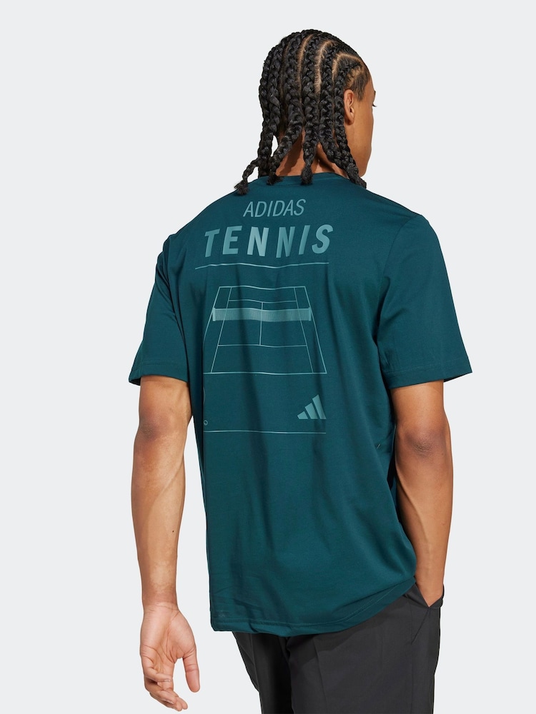 adidas Dark Green Tennis Category Graphic Print T-Shirt - Image 2 of 6