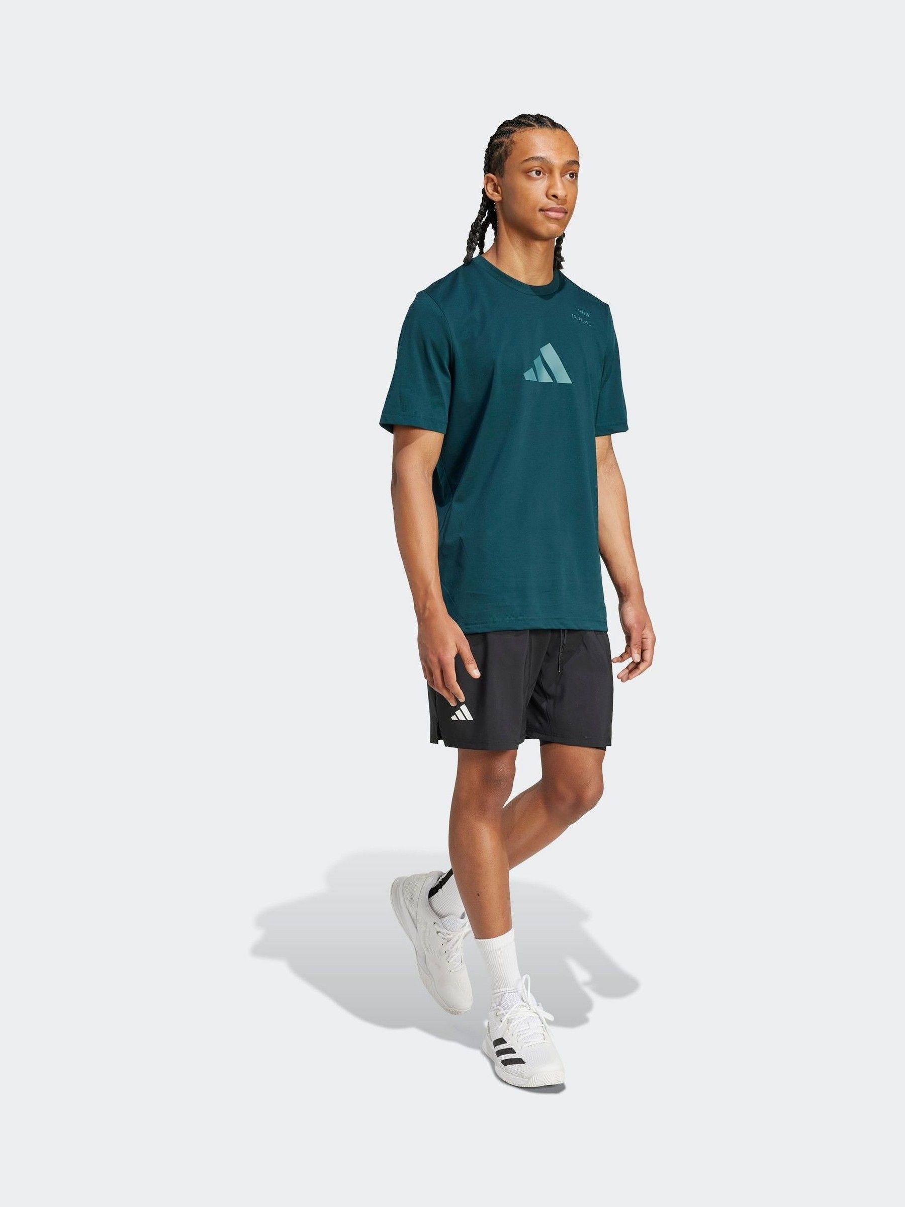 Buy adidas Dark Green Tennis Category Graphic Print T-Shirt from