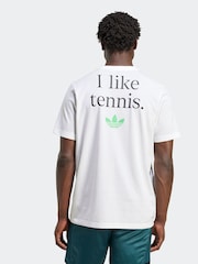 adidas White Tennis Graphic Print T-Shirt - Image 2 of 6