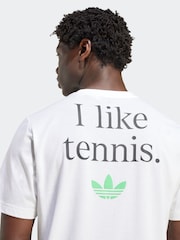 adidas White Tennis Graphic Print T-Shirt - Image 5 of 6