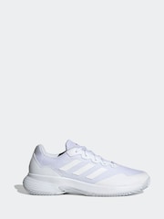 adidas White/Silver Gamecourt Tennis Trainers - Image 1 of 10