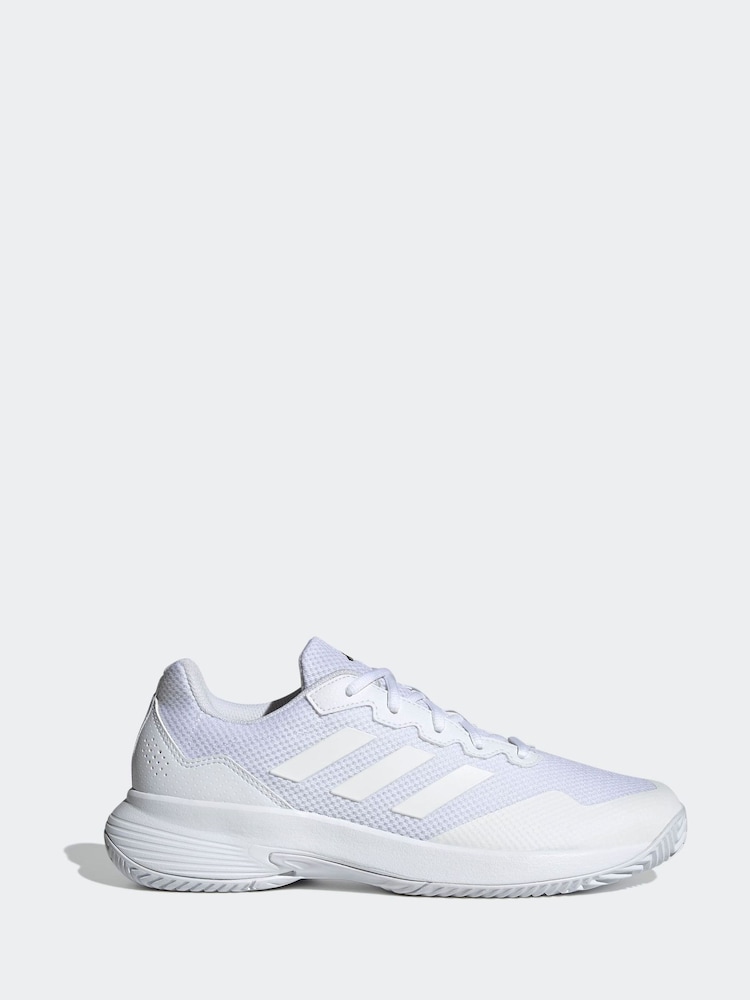 adidas White/Silver Gamecourt Tennis Trainers - Image 1 of 10