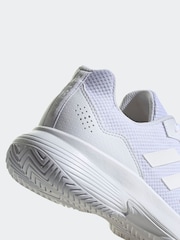 adidas White/Silver Gamecourt Tennis Trainers - Image 10 of 10