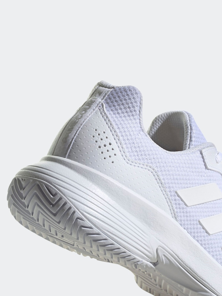 adidas White/Silver Gamecourt Tennis Trainers - Image 10 of 10