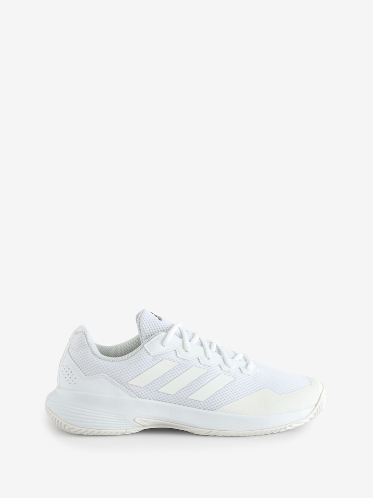 adidas White/Silver Gamecourt Tennis Trainers - Image 11 of 11
