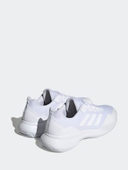 adidas White/Silver Gamecourt Tennis Trainers - Image 4 of 10