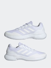 adidas White/Silver Gamecourt Tennis Trainers - Image 7 of 10