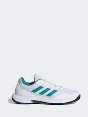 adidas White/Blue Gamecourt Tennis Trainers - Image 1 of 11