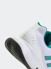 adidas White/Blue Gamecourt Tennis Trainers - Image 10 of 11