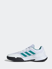 adidas White/Blue Gamecourt Tennis Trainers - Image 2 of 11