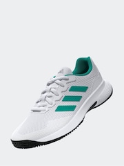 adidas White/Blue Gamecourt Tennis Trainers - Image 5 of 11