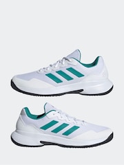adidas White/Blue Gamecourt Tennis Trainers - Image 7 of 11
