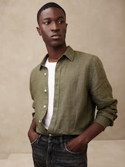 Verde - Camisa de lino 100 % y manga larga Castelletto de Banana Republic - Imagen 1 de 1