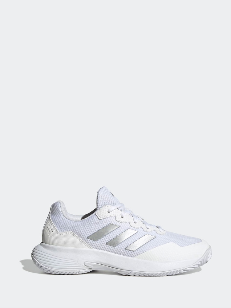 adidas White/Silver Gamecourt 2.0 Tennis Shoes - Image 1 of 18
