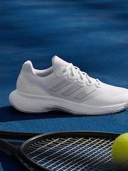 adidas White/Silver Gamecourt 2.0 Tennis Shoes - Image 3 of 18