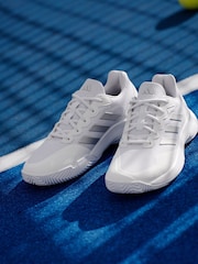 adidas White/Silver Gamecourt 2.0 Tennis Shoes - Image 5 of 18