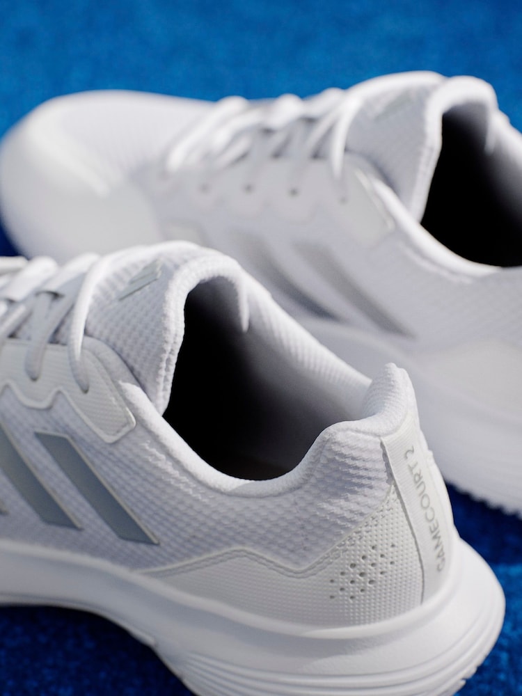 Buy adidas White/Silver Gamecourt 2.0 Tennis Shoes from Next USA