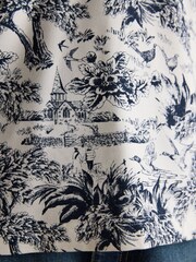 Joules Heidi Cream/Navy Toile de Jouy Frill Neck Jersey Fitted Top - Image 7 of 8