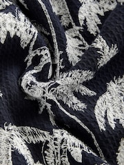Navy Palm Button Through 100% Cotton Polo Shirt - Image 2 of 3