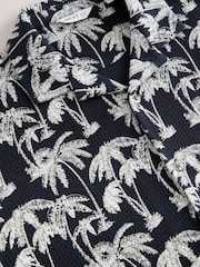 Navy Palm Button Through 100% Cotton Polo Shirt - Image 3 of 3