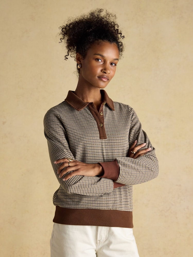 Laurel Houndstooth Check Long Sleeve Rib Shirt - Image 1 of 10 Laurel Houndstooth Check Long Sleeve Rib Shirt - Image 1 of 10