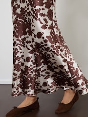 Threadbare Cow Print Maxi Satin Slip Skirt - Image 4 of 4