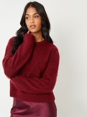 Threadbare Red Brushed Knitted Jumper - Image 1 of 5