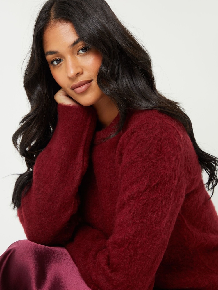 Threadbare Red Brushed Knitted Jumper - Image 2 of 5
