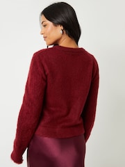 Threadbare Red Brushed Knitted Jumper - Image 3 of 5