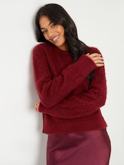Threadbare Red Brushed Knitted Jumper - Image 5 of 5