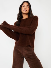 Threadbare Chocolate Brown Brushed Knitted Jumper - Image 1 of 5
