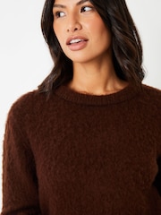 Threadbare Chocolate Brown Brushed Knitted Jumper - Image 2 of 5