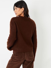 Threadbare Chocolate Brown Brushed Knitted Jumper - Image 4 of 5