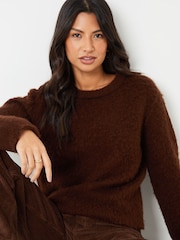 Threadbare Chocolate Brown Brushed Knitted Jumper - Image 5 of 5