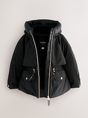 Baker by Ted Baker Skirted Parka Black Coat - Image 2 of 8