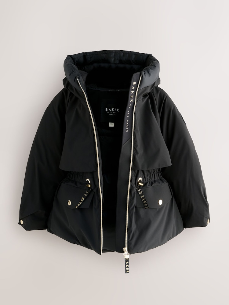 Baker by Ted Baker Skirted Parka Black Coat - Image 2 of 8