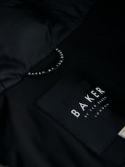 Baker by Ted Baker Skirted Parka Black Coat - Image 5 of 8