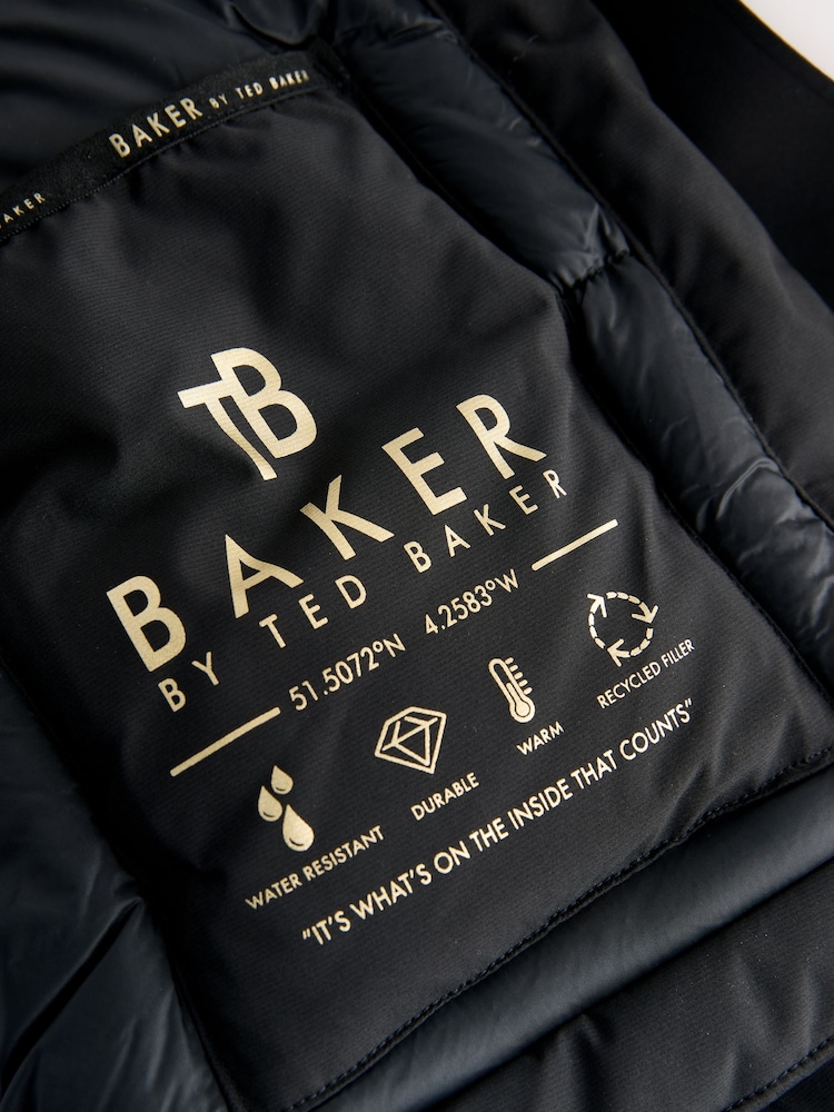 Baker by Ted Baker Skirted Parka Black Coat - Image 8 of 8