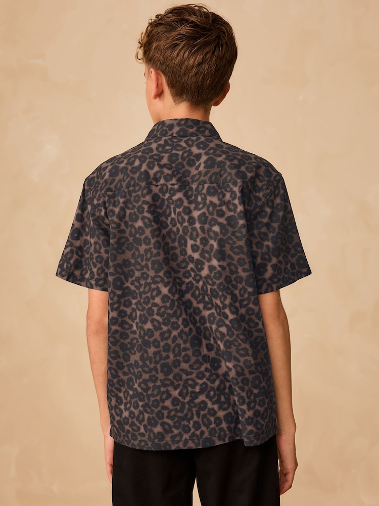 Brown Animal Print Short Sleeve Printed Shirt (3-16yrs) - Image 2 of 7