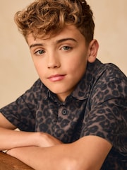 Brown Animal Print Short Sleeve Printed Shirt (3-16yrs) - Image 3 of 7