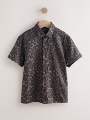 Brown Animal Print Short Sleeve Printed Shirt (3-16yrs) - Image 4 of 7