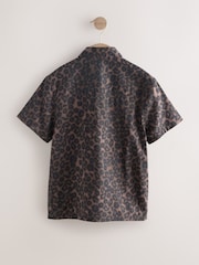 Brown Animal Print Short Sleeve Printed Shirt (3-16yrs) - Image 5 of 7