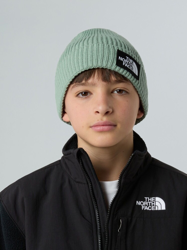 The North Face Green Kids Logo Cuffed Beanie Hat - Image 1 of 1 The North Face Green Kids Logo Cuffed Beanie Hat - Image 1 of 1