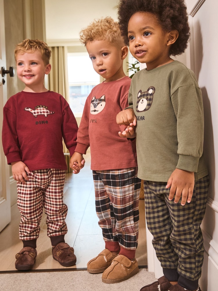 Red/Green Check Woven Bottom Pyjamas 3 Pack (9mths-12yrs) - Image 1 of 10 Red/Green Check Woven Bottom Pyjamas 3 Pack (9mths-12yrs) - Image 1 of 10